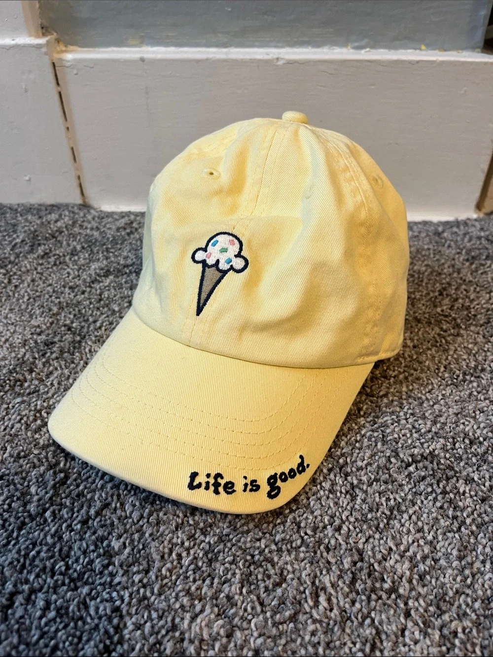 Life Is Good Kids Yellow Ice Cream Baseball Hat